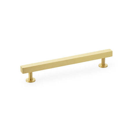 This is an image showing Alexander & Wilks Square T-Bar Cabinet Pull Handle - Satin Brass - Centres 160mm aw815-160-sb available to order from T.H Wiggans Ironmongery in Kendal, quick delivery and discounted prices.