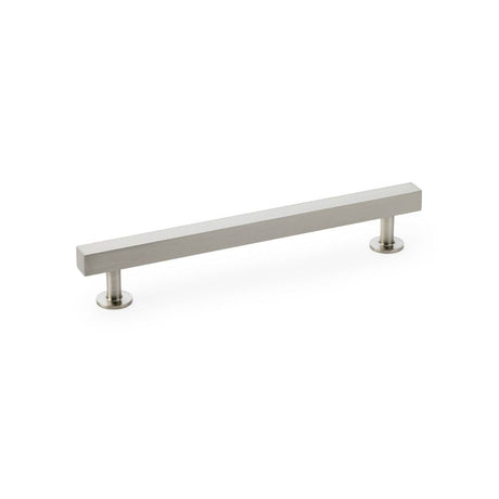 This is an image showing Alexander & Wilks Square T-Bar Cabinet Pull Handle - Satin Nickel - Centres 160mm aw815-160-sn available to order from T.H Wiggans Ironmongery in Kendal, quick delivery and discounted prices.