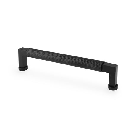 This is an image showing Alexander & Wilks Camille Knurled Cabinet Pull Handle - Black aw819-160-bl available to order from T.H Wiggans Ironmongery in Kendal, quick delivery and discounted prices.