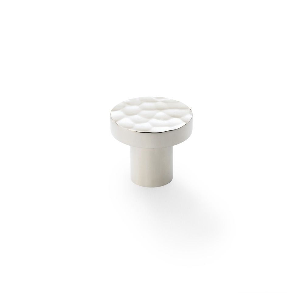 This is an image showing Alexander & Wilks Hanover Hammered Cupboard Knob - Polished Nickel - 30mm aw820-30-pn available to order from T.H Wiggans Ironmongery in Kendal, quick delivery and discounted prices.