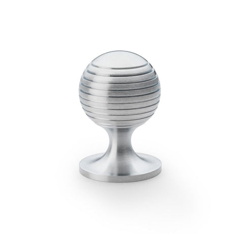 This is an image showing Alexander & Wilks Caesar Cupboard Knob on Round Rose - Satin Chrome - 38mm aw832-38-sc available to order from T.H Wiggans Ironmongery in Kendal, quick delivery and discounted prices.