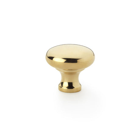 This is an image showing Alexander & Wilks Wade Round Cupboard Knob - Polished Brass - 32mm aw836-32-pb available to order from T.H Wiggans Ironmongery in Kendal, quick delivery and discounted prices.