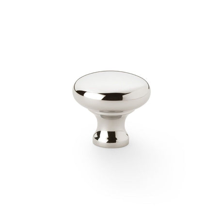This is an image showing Alexander & Wilks Wade Round Cupboard Knob - Polished Nickel - 32mm aw836-32-pn available to order from T.H Wiggans Ironmongery in Kendal, quick delivery and discounted prices.