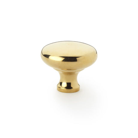 This is an image showing Alexander & Wilks Wade Round Cupboard Knob - Polished Brass - 38mm aw836-38-pb available to order from T.H Wiggans Ironmongery in Kendal, quick delivery and discounted prices.