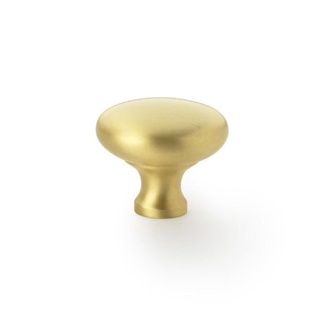 This is an image showing Alexander & Wilks Wade Round Cupboard Knob - Satin Brass - 38mm aw836-38-sb available to order from T.H Wiggans Ironmongery in Kendal, quick delivery and discounted prices.