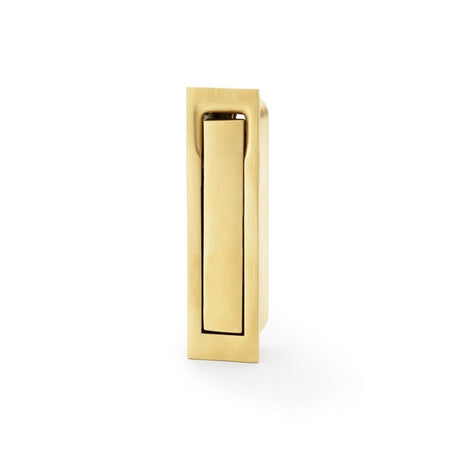 This is an image showing Alexander & Wilks Square Sliding Door Edge Pull - Satin Brass PVD aw990sbpvd available to order from T.H Wiggans Ironmongery in Kendal, quick delivery and discounted prices.
