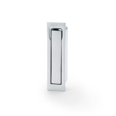 This is an image showing Alexander & Wilks Square Sliding Door Edge Pull - Satin Chrome aw990sc available to order from T.H Wiggans Ironmongery in Kendal, quick delivery and discounted prices.