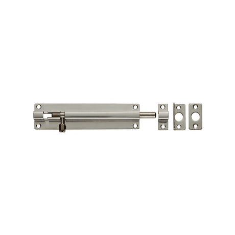 This is an image of a Eurospec - Straight Barrel Bolt - Bright Stainless Steel that is availble to order from T.H Wiggans Architectural Ironmongery in Kendal in Kendal.