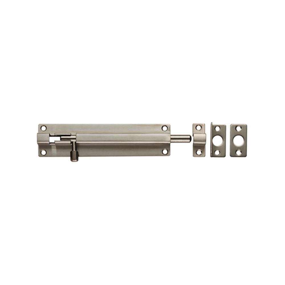 This is an image of a Eurospec - Straight Barrel Bolt - Satin Stainless Steel that is availble to order from T.H Wiggans Architectural Ironmongery in Kendal in Kendal.