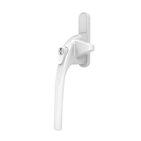 This is an image of a Mila - Cockspur Window Handle L/H White bx056178 that is availble to order from T.H Wiggans Ironmongery in Kendal.