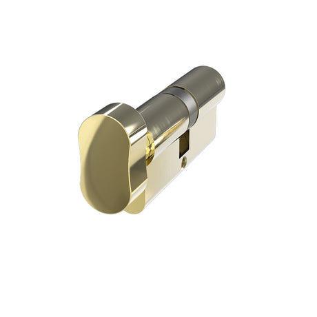 This is an image of a Mila - Standard Security Euro Cylinder Thumbturn 35/35 - Polished Brass bx3535etpbm6 that is availble to order from T.H Wiggans Ironmongery in Kendal.