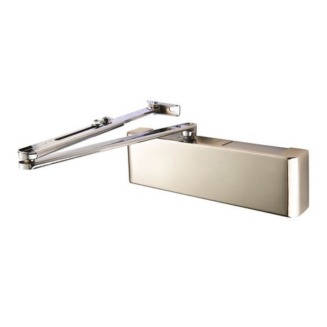 This is an image of Eurospec - Full Cover Overhead Door Closer Variable Power 2-5 Polished - Polishe available to order from T.H Wiggans Architectural Ironmongery in Kendal, quick delivery and discounted prices.