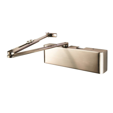 This is an image of Eurospec - Full Cover Overhead Door Closer Variable Power 2-5 Satin - Satin Nick available to order from T.H Wiggans Architectural Ironmongery in Kendal, quick delivery and discounted prices.
