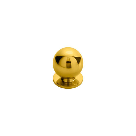 This is an image of a FTD - Ball Knob 25mm - Polished Brass that is availble to order from T.H Wiggans Architectural Ironmongery in Kendal in Kendal.