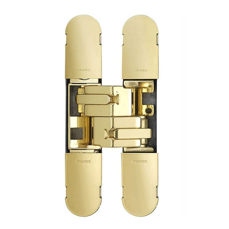 This is an image of a Eurospec - 75mm Ceam 3D Concealed Hinge 1129 - Brass Plated that is availble to order from T.H Wiggans Architectural Ironmongery in in Kendal.