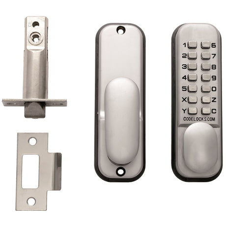 This is an image of a Carlisle Brass - Mechanical Digital Door Lock - Silver Grey that is availble to order from T.H Wiggans Architectural Ironmongery in Kendal.