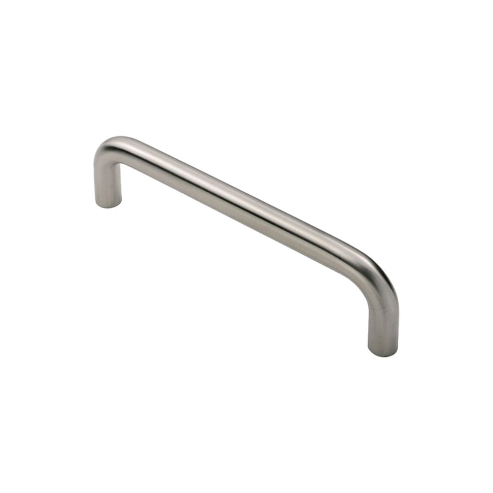 This is an image of a Eurospec - Cabinet Pull D Handle - Satin Stainless Steel that is availble to order from T.H Wiggans Architectural Ironmongery in Kendal in Kendal.