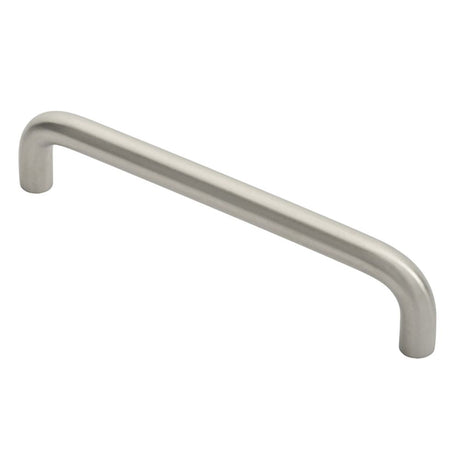 This is an image of a Eurospec - Cabinet Pull D Handle - Satin Stainless Steel that is availble to order from T.H Wiggans Architectural Ironmongery in Kendal in Kendal.