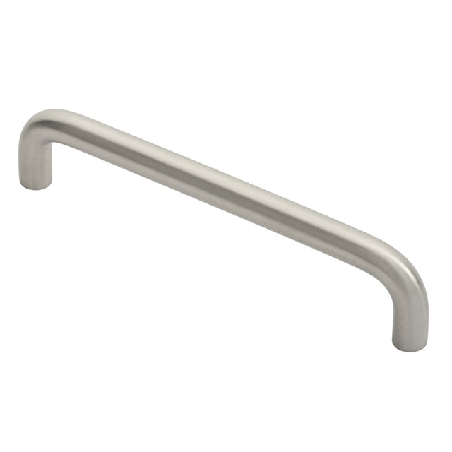 This is an image of a Eurospec - Cabinet Pull D Handle - Satin Stainless Steel that is availble to order from T.H Wiggans Architectural Ironmongery in Kendal in Kendal.