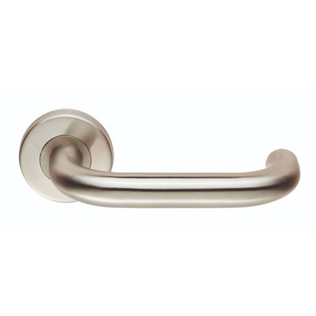 This is an image of Eurospec - Safety Lever on Sprung Rose - Bright Stainless Steel available to order from T.H Wiggans Architectural Ironmongery in Kendal, quick delivery and discounted prices.