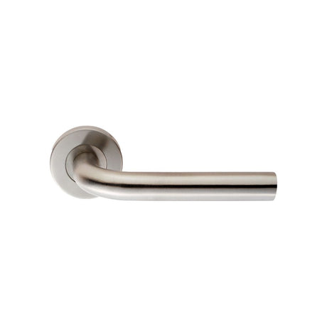 This is an image of Eurospec - Spira Lever on 6mm Slim Fit Sprung Rose - Satin Stainless Steel available to order from T.H Wiggans Architectural Ironmongery in Kendal, quick delivery and discounted prices.