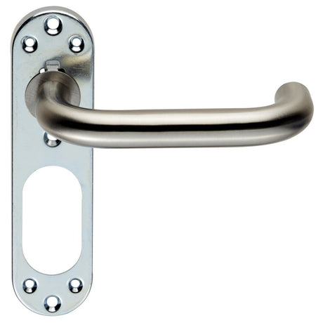This is an image of Eurospec - Safety Lever on Inner Backlate - Satin Stainless Steel available to order from T.H Wiggans Architectural Ironmongery in Kendal, quick delivery and discounted prices.