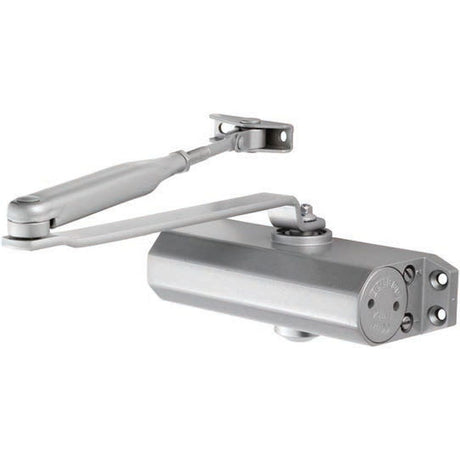 This is an image of Eurospec - General Overhead Door Closer Fixed Power Size 3 - Silver available to order from T.H Wiggans Architectural Ironmongery in Kendal, quick delivery and discounted prices.