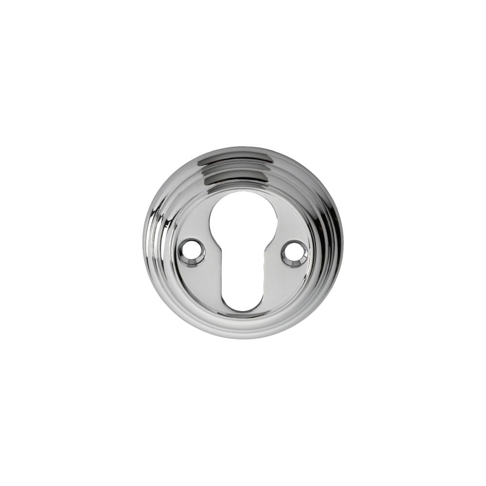 This is an image of Carlisle Brass - Delamain Euro Profile Escutcheon - Polished Chrome available to order from T.H Wiggans Architectural Ironmongery in Kendal, quick delivery and discounted prices.