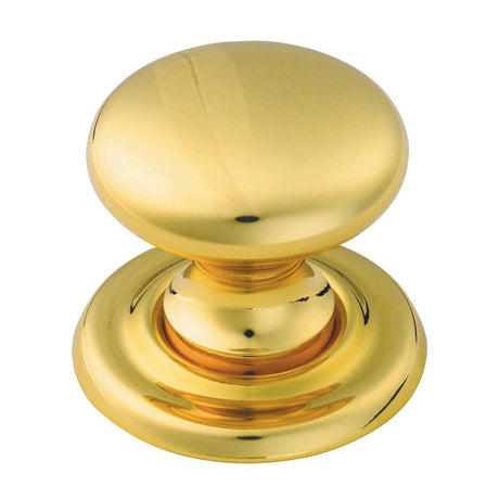 This is an image of a FTD - Victorian Knob 38mm - Polished Brass that is availble to order from T.H Wiggans Architectural Ironmongery in Kendal in Kendal.
