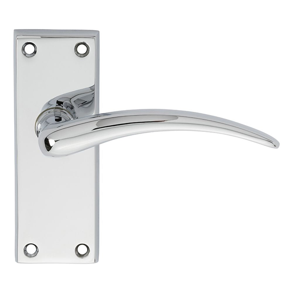This is an image of Carlisle Brass - Wing Lever on Short Latch Backplate - Polished Chrome available to order from T.H Wiggans Architectural Ironmongery in Kendal, quick delivery and discounted prices.