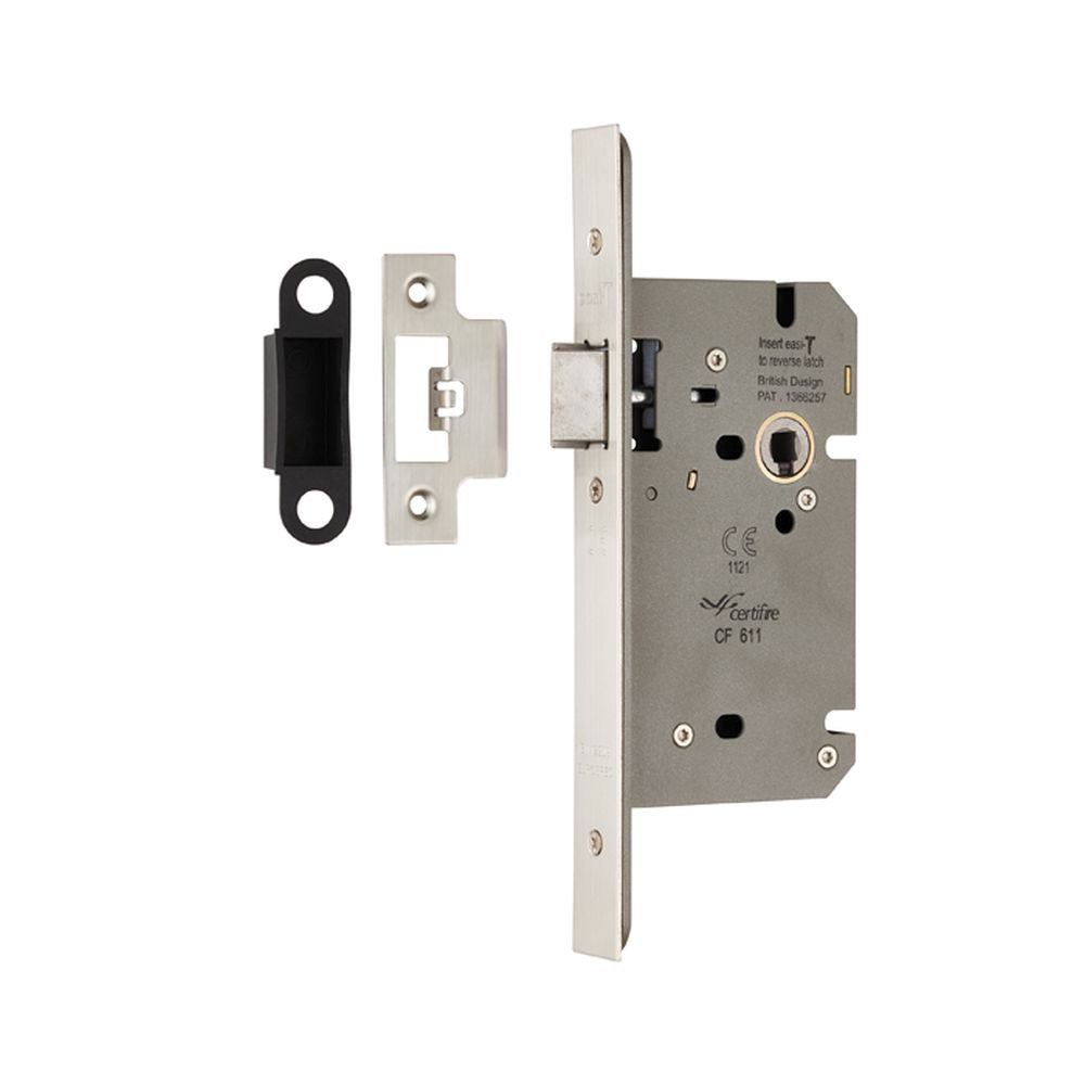This is an image of a Eurospec - Easi T Din Latch - Satin Stainless Steel that is availble to order from T.H Wiggans Architectural Ironmongery in Kendal.