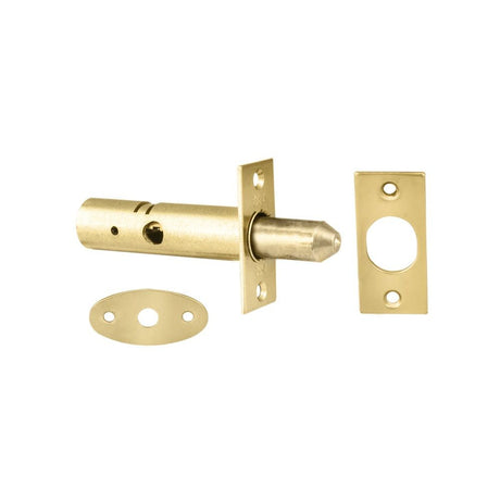 This is an image of a Eurospec - Security Door Bolt - Electro Brassed that is availble to order from T.H Wiggans Architectural Ironmongery in Kendal.