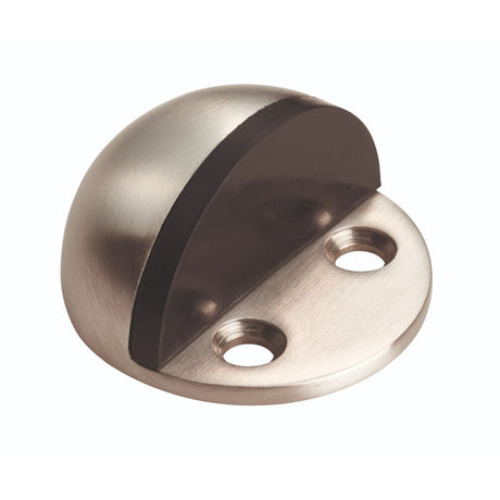 This is an image of Eurospec - Floor Mounted Door Stop - Shielded (Small) - Satin Stainless Steel available to order from T.H Wiggans Architectural Ironmongery in Kendal, quick delivery and discounted prices.