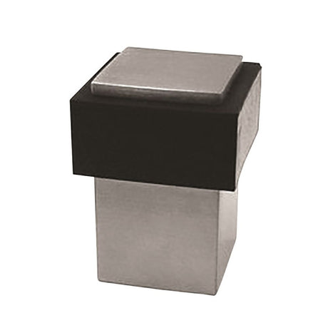 This is an image of Eurospec - Steelworx Square Floor Door Stop - Satin Stainless Steel available to order from T.H Wiggans Architectural Ironmongery in Kendal, quick delivery and discounted prices.