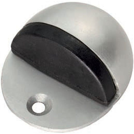 This is an image of Eurospec - Floor Mounted Half Moon Shape Door Stop - Satin Anodised Aluminium available to order from T.H Wiggans Architectural Ironmongery in Kendal, quick delivery and discounted prices.