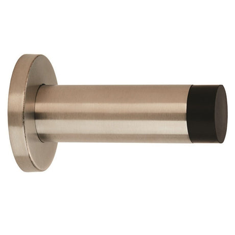 This is an image of Eurospec - Steelworx Wall Mounted Door Stop 76mm - Satin Stainless Steel available to order from T.H Wiggans Architectural Ironmongery in Kendal, quick delivery and discounted prices.