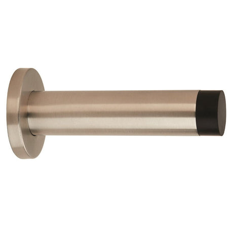 This is an image of Eurospec - Steelworx Wall Mounted Door Stop 102mm - Satin Stainless Steel available to order from T.H Wiggans Architectural Ironmongery in Kendal, quick delivery and discounted prices.