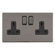 This is an image showing Eurolite Concealed 3mm 2 Gang 13Amp Dp Switched Socket - Black Nickel (With Black Trim) ecbn2sob available to order from T.H. Wiggans Ironmongery in Kendal, quick delivery and discounted prices.