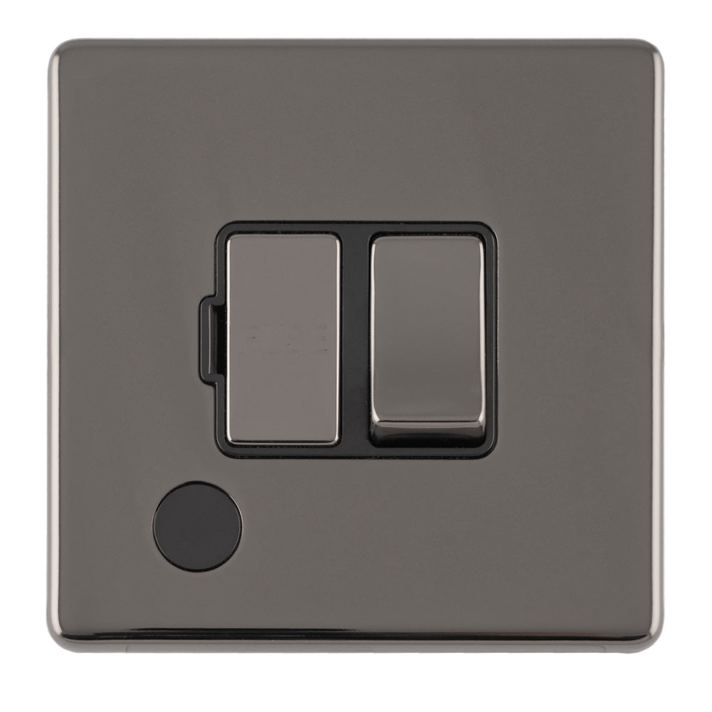 This is an image showing Eurolite Concealed 3mm 13Amp Switched Fuse Spur With Neon - Black Nickel (With Black Trim) ecbnswffob available to order from T.H. Wiggans Ironmongery in Kendal, quick delivery and discounted prices.
