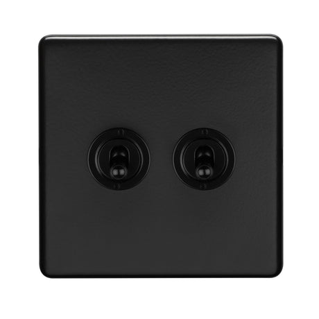 This is an image showing Eurolite 2 Gang 10Amp 2Way Toggle Switch - Matt Blackecmbt2sw available to order from T.H. Wiggans Ironmongery in Kendal, quick delivery and discounted prices.