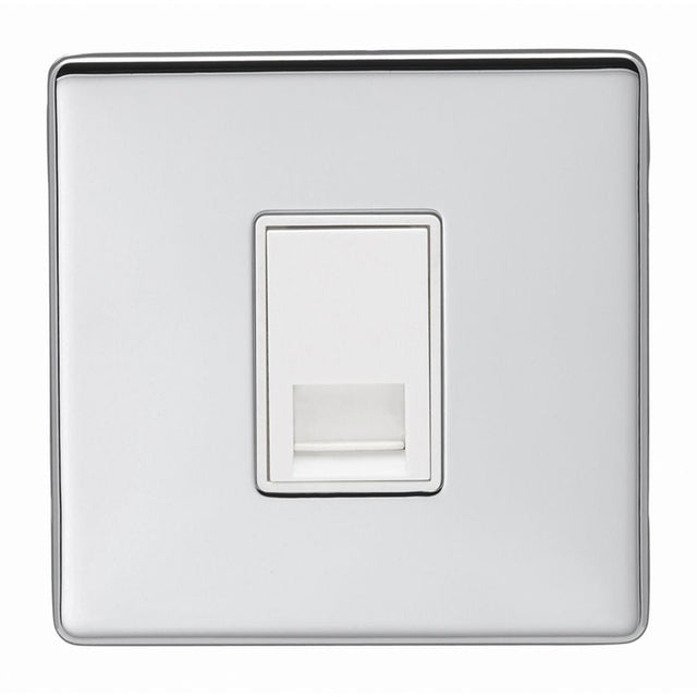 This is an image showing Eurolite Concealed 6mm Telephone Slave - Polished Chrome (With White Trim) ecpc1slw available to order from T.H. Wiggans Ironmongery in Kendal, quick delivery and discounted prices.
