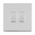 This is an image showing Eurolite Concealed 3mm 2 Gang 10Amp 2Way Switch - Polished Chrome (With White Trim) ecpc2sww available to order from T.H. Wiggans Ironmongery in Kendal, quick delivery and discounted prices.