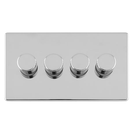This is an image showing Eurolite Concealed 3mm 4 Gang Led Push On Off 2Way Dimmer - Polished Chrome (With White Trim) ecpc4dled available to order from T.H. Wiggans Ironmongery in Kendal, quick delivery and discounted prices.