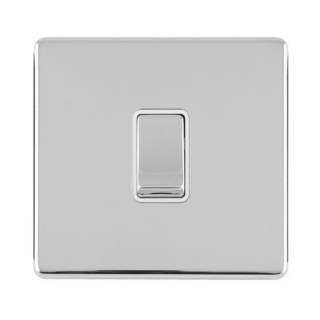 This is an image showing Eurolite Concealed 3mm 1 Gang Intermediate Switch - Polished Chrome (With White Trim) ecpcintw available to order from T.H. Wiggans Ironmongery in Kendal, quick delivery and discounted prices.