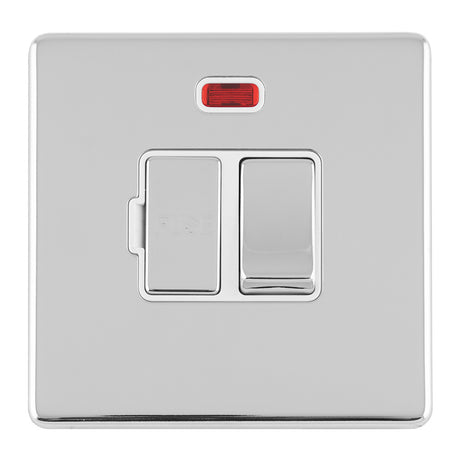 This is an image showing Eurolite Concealed 3mm 13Amp Switched Fuse Spur With Neon - Polished Chrome (With White Trim) ecpcswfnw available to order from T.H. Wiggans Ironmongery in Kendal, quick delivery and discounted prices.