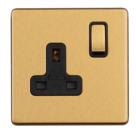 This is an image showing Eurolite Concealed 3mm 1 Gang 13Amp Dp Switch - Satin Brass ecsb1sob available to order from T.H. Wiggans Ironmongery in Kendal, quick delivery and discounted prices.