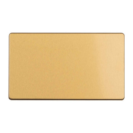 This is an image showing Eurolite Concealed 3mm 2 Gang Double Blank Plate - Satin Brass ecsb2bb available to order from T.H. Wiggans Ironmongery in Kendal, quick delivery and discounted prices.