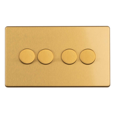 This is an image showing Eurolite 4 Gang Dimmer - Satin brassecsb4dled available to order from T.H. Wiggans Ironmongery in Kendal, quick delivery and discounted prices.