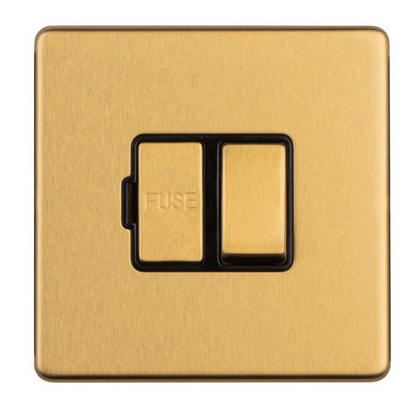 This is an image showing Eurolite Concealed 3mm 13Amp Switched Fuse Spur - Satin Brass ecsbswfb available to order from T.H. Wiggans Ironmongery in Kendal, quick delivery and discounted prices.