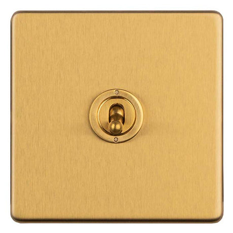 This is an image showing Eurolite Concealed 3mm 1 Gang 2 Way Toggle Switch - Satin Brass ecsbt1sw available to order from T.H. Wiggans Ironmongery in Kendal, quick delivery and discounted prices.